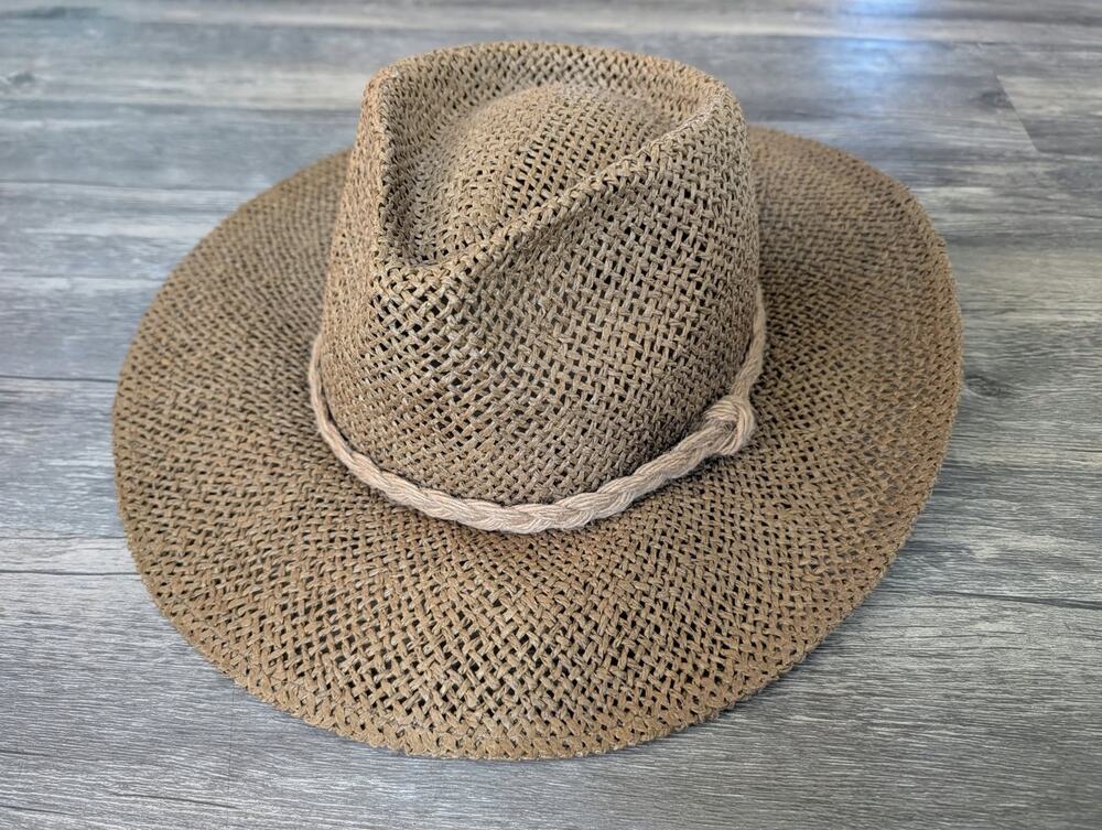 Natural Straw Braided Band Cowboy Cowgirl Hat Summer Sun Vacation Hat One Size